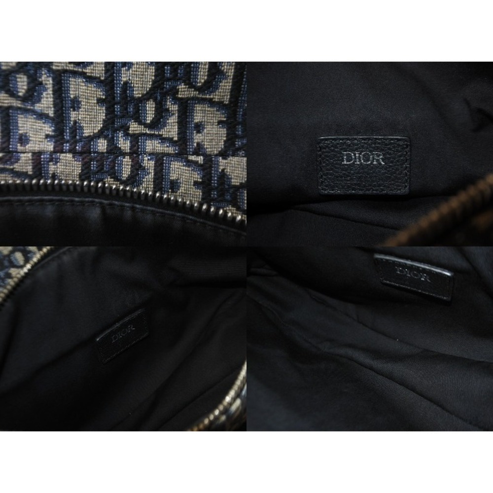 Dior Saddle Bag Body Oblique Beige Tan Navy Blue - Picture 8 of 9
